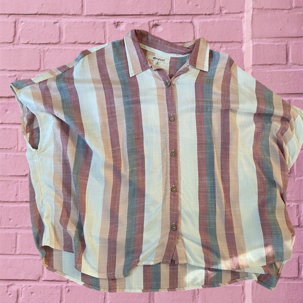 Rip Curl Drifter Stripe Hi-Lo Button Up Poncho Medium